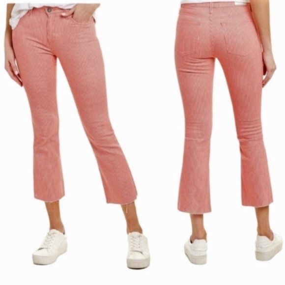 AG Adriano Goldschmied The Jodi Crop Jeans in Orange Striped Denim - Size 30 - Picture 1 of 7